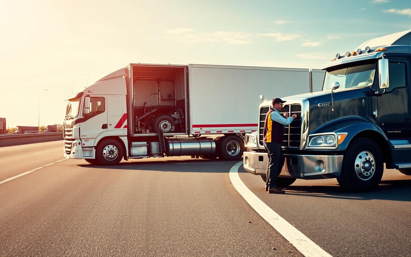 A&R mobile service truck assisting a commercial vehicle on the highway
